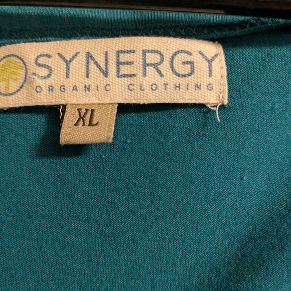 Synergy Organic Clothing Teal Muscle Tee with Purple Floral Accents - Picture 3 of 5